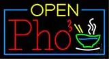Yellow Open Pho with Blue Border LED Neon Sign
