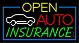 Red Open Auto Insurance Blue Border LED Neon Sign