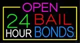 Green Open 24 Hrs Bail Bonds LED Neon Sign