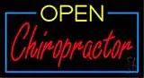 Red Open Yellow Chiropractor Blue Border LED Neon Sign