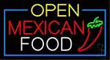 Open Mexican Food with Blue Border LED Neon Sign