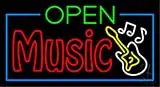 Open Music with Guitar Logo LED Neon Sign