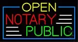 Red Open Notary Public Blue Border LED Neon Sign