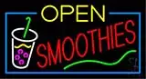 Yellow Open Smoothies with Glass LED Neon Sign