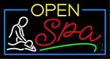Yellow Open Red Spa Green Border LED Neon Sign