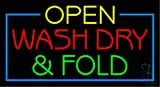 Open Wash Dry Fold Blue Border LED Neon Sign
