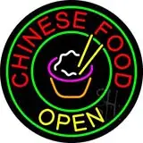 Round Chinese Food Open LED Neon Sign