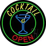 Circular Cocktail with Cocktail Glass LED Neon Sign