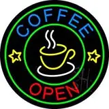 Round Coffee Open LED Neon Sign
