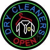Round Dry Cleaners Open LED Neon Sign