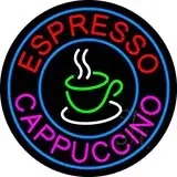 Round Espresso Cappuccino LED Neon Sign