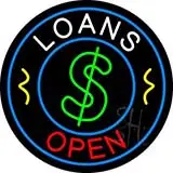 Round Red Loans Open LED Neon Sign