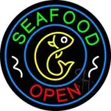 Round Seafood Open LED Neon Sign