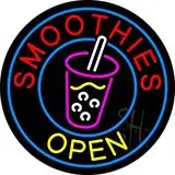 Round Yellow Smoothies Open LED Neon Sign