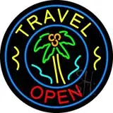 Red Travel Open Blue Circle LED Neon Sign