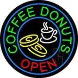 Round Red Coffee Donuts Open LED Neon Sign