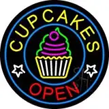 Cupcakes Open with Circle LED Neon Sign