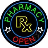 Round Pharmacy Logo Open LED Neon Sign