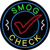 Smog Check Blue Round LED Neon Sign
