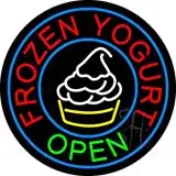 Round Frozen Yogurt Open LED Neon Sign