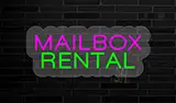 Pink Mailbox Green Rental Block Contoured Clear Backing LED Neon Sign