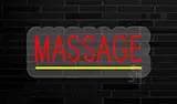 Red Massage Contoured Clear Backing LED Neon Sign