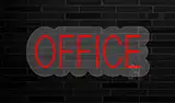 Red Office Contoured Clear Backing LED Neon Sign