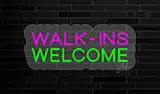 Pink Walk Ins Welcome Contoured Clear Backing LED Neon Sign