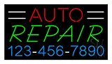 Auto Repair with Phone Number LED Neon Sign