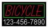 Bicycle Blue Border with Phone Number LED Neon Sign