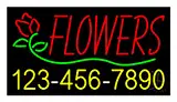 Red Flowers with Phone Number LED Neon Sign