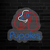Puppies Contoured Clear Backing LED Neon Sign