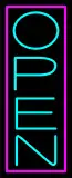 Aqua Open With Pink Border Vertical LED Neon Sign