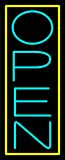 Aqua Open With Yellow Border Vertical LED Neon Sign