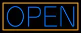 Blue Open With Orange Border LED Neon Sign