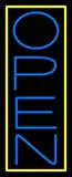 Blue Open With Yellow Border Vertical LED Neon Sign
