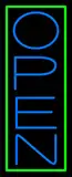 Green Border With Blue Vertical Open LED Neon Sign