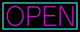 Pink Open With Aqua Border LED Neon Sign