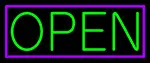 Purple Border With Green Open LED Neon Sign