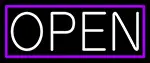 Purple Border With White Open LED Neon Sign