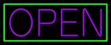 Purple Open With Green Border LED Neon Sign