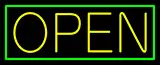 Yellow Open With Green Border LED Neon Sign