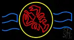 Red Lobster With Circle LED Neon Sign