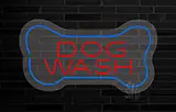 Dog Wash With Bone Contoured Clear Backing LED Neon Sign