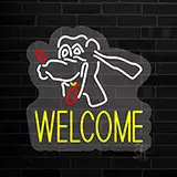 Dog Welcome 2 Contoured Clear Backing LED Neon Sign