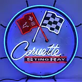 Corvette C2 Stingray Round Neon Sign With Backing