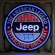 Jeep Round Neon Sign In 36 inches Steel Can