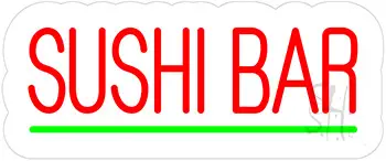 Red Sushi Bar Contoured Clear Backing LED Neon Sign