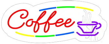 Deco Style Red Coffee Contoured Clear Backing Neon Sign