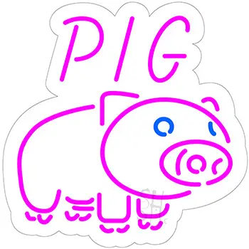 Pig Logo Contoured Clear Backing LED Neon Sign